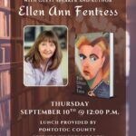 Pontotoc County Library Lunching With Books with guest speaker and author Ellen Ann Fentress. Thursday, September 10 at 12 Noon. Lunch provided by Pontotoc County Friends of the Library with music from Karen Teague. Event is free to the public.
